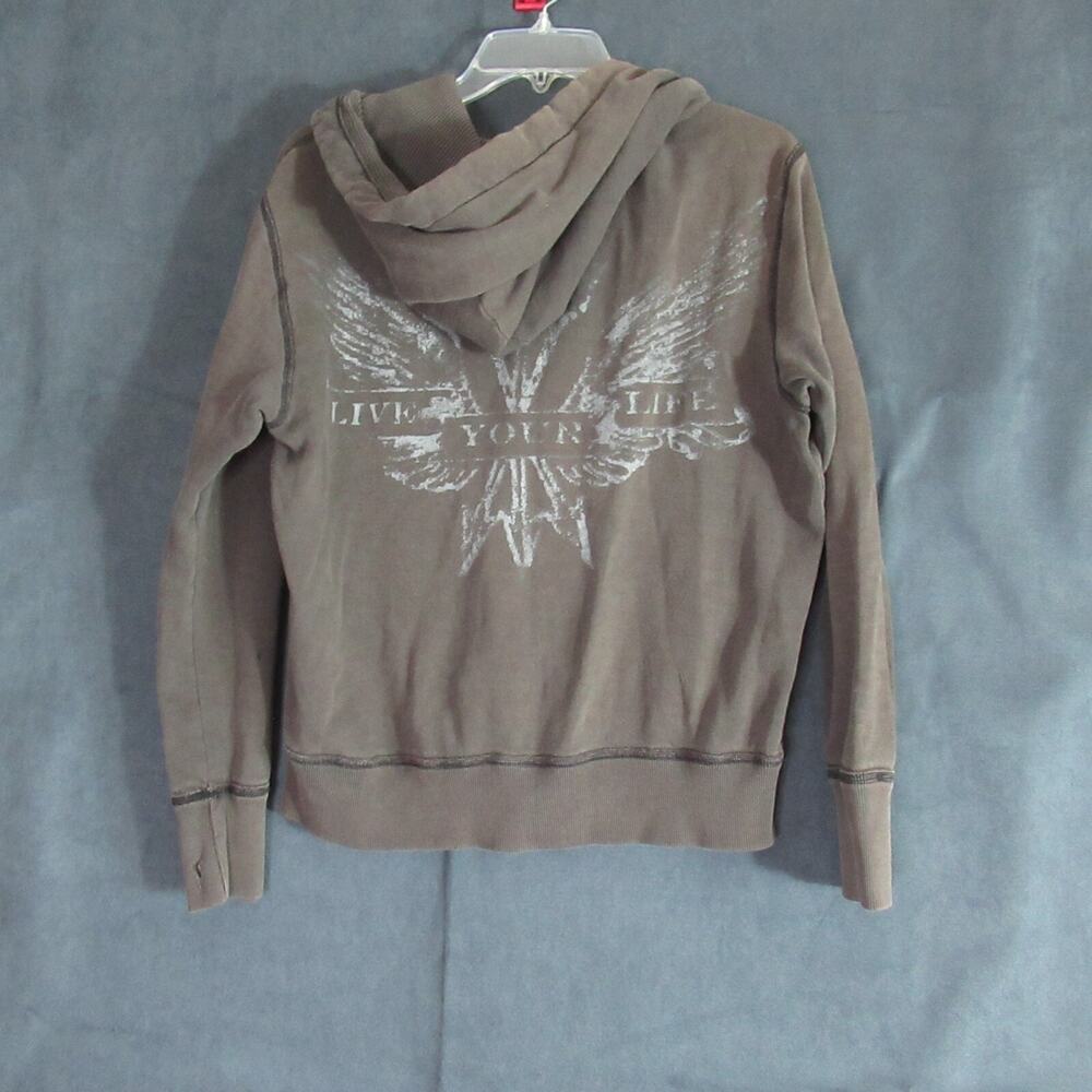 American Eagle Hoodie Mens M Brown Full Zip Sweatshirt Beach Bum Grunge Skater